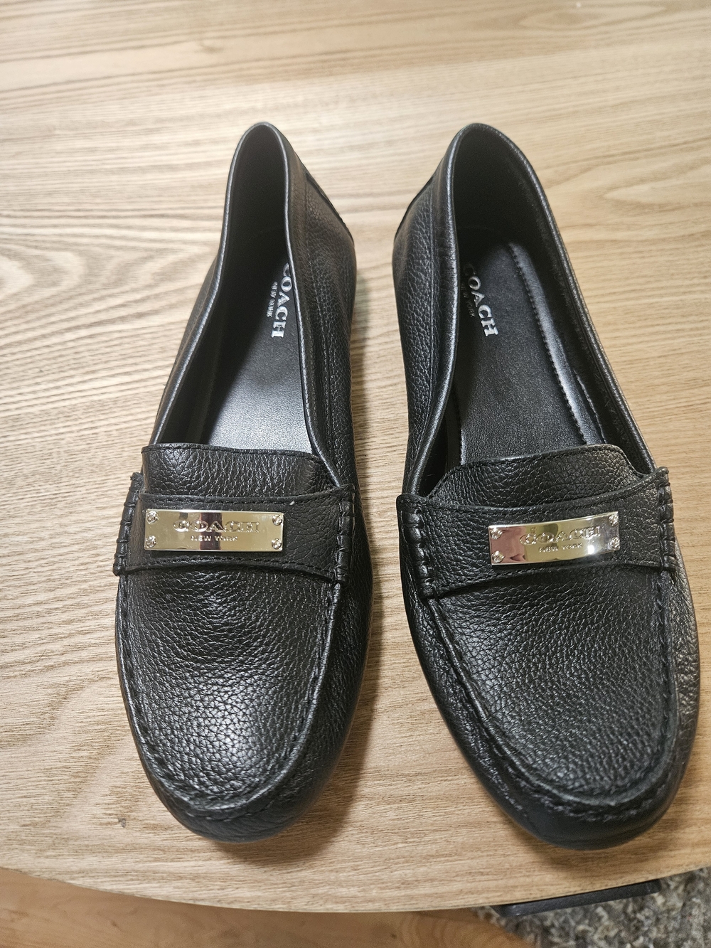 Coach Black Leather Penny Loafers for Women